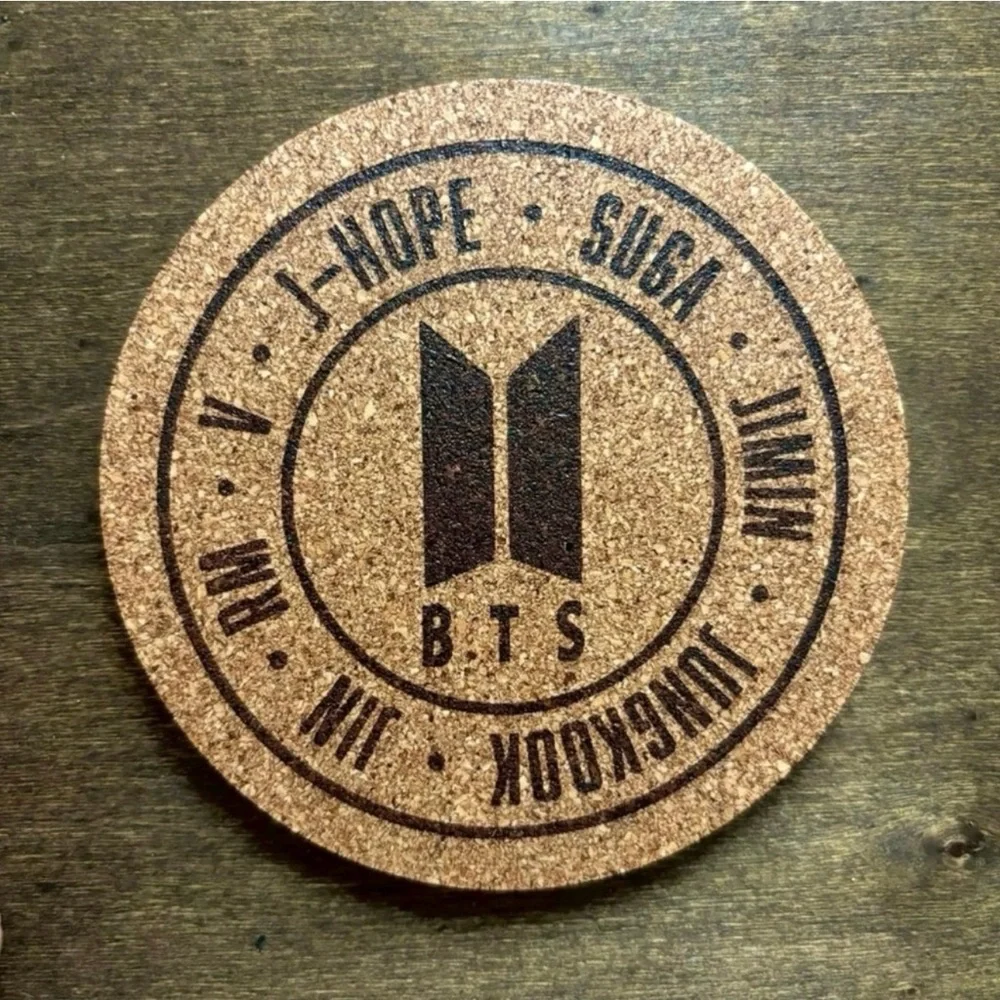 BTS Laser Engraved Cork Coasters Lot of 5